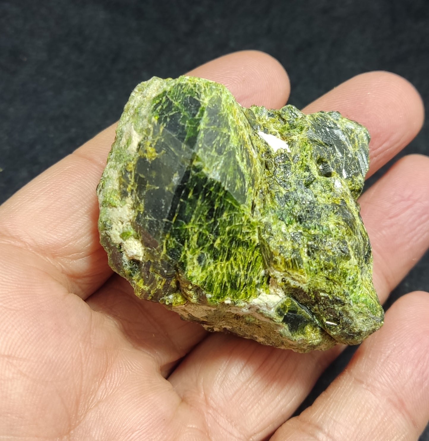 An Aesthetic specimen of garnet variety demantoid crystals on Matrix 117 grams