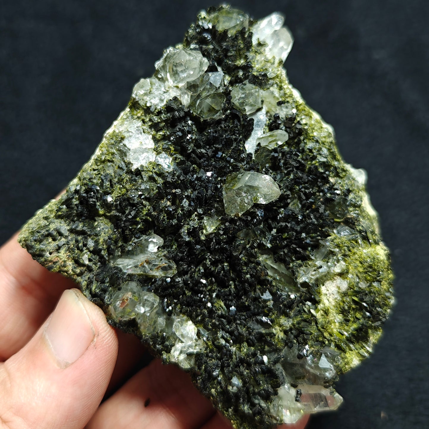 Natural double sided quartz and Epidote specimen 194 grams