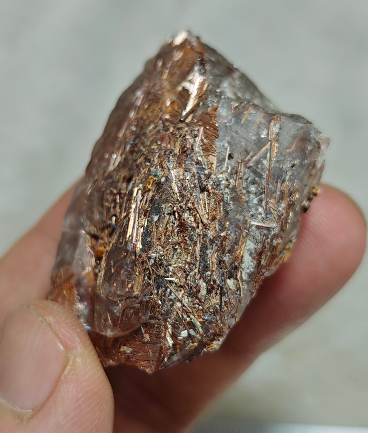 Natural Quartz Crystal with Rutiles Saginite and siderite inclusions 49 grams