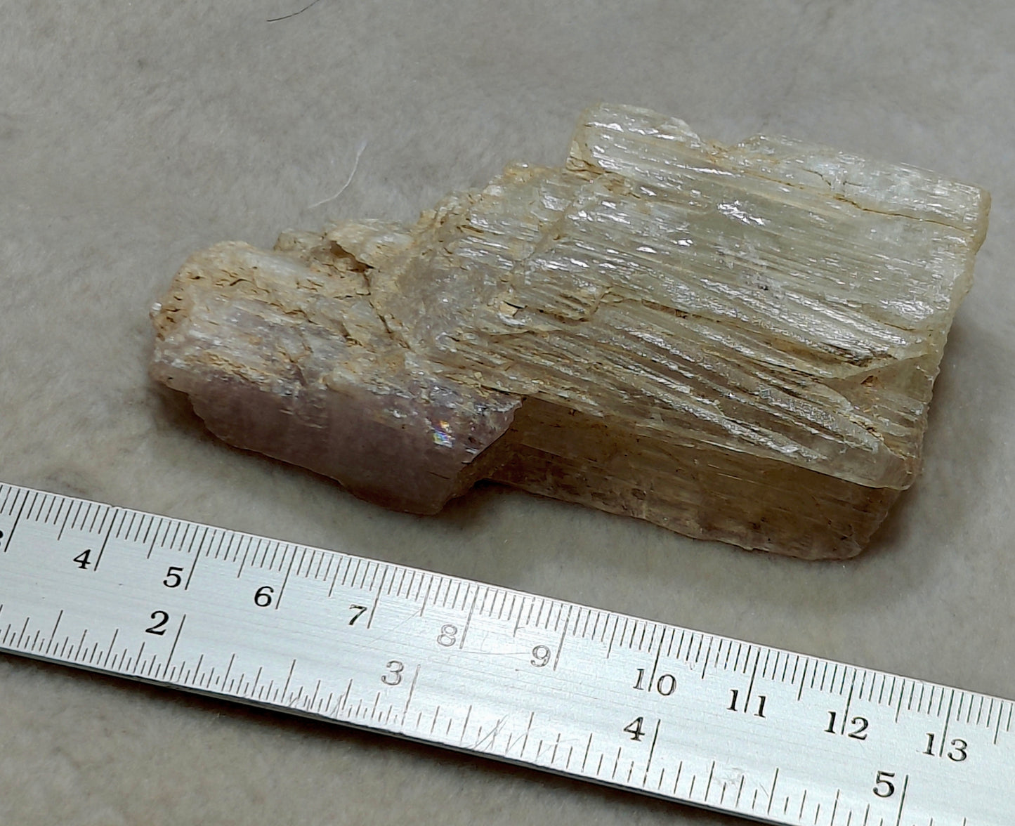 An amazing specimen of Bicolor terminated spodumene crystal 157 grams