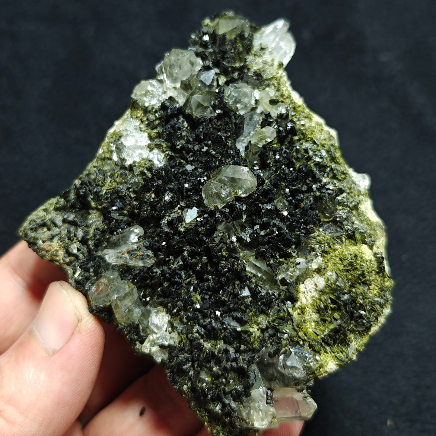 Natural double sided quartz and Epidote specimen 194 grams