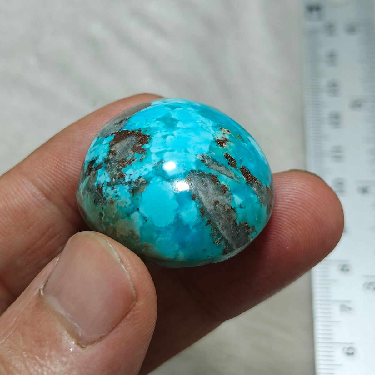 Natural stabilized turquoise cabochon with Pyrite 29.7 grams