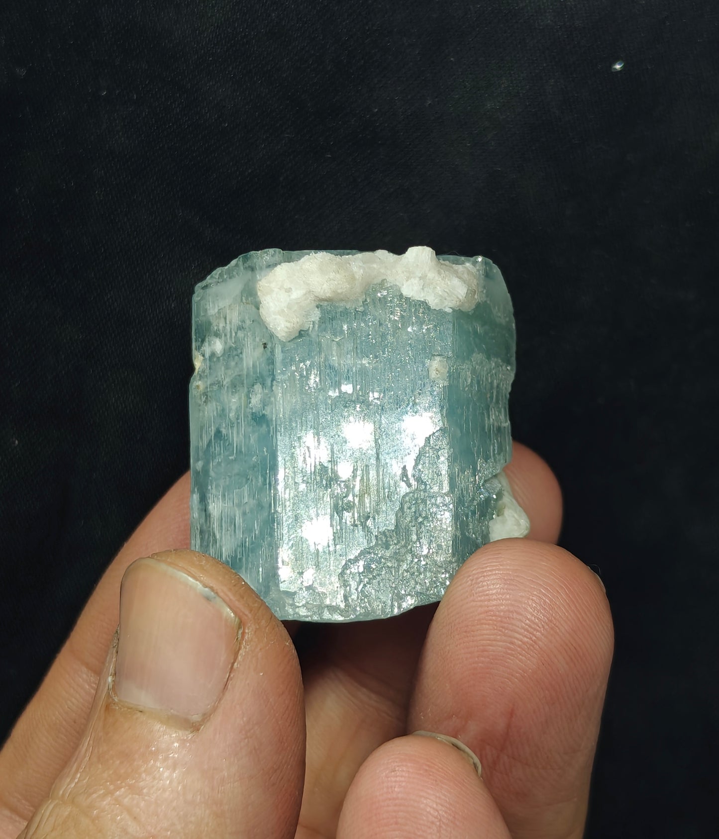 Afghanistan Aquamarine Crystal with tiny tantalite 49 grams