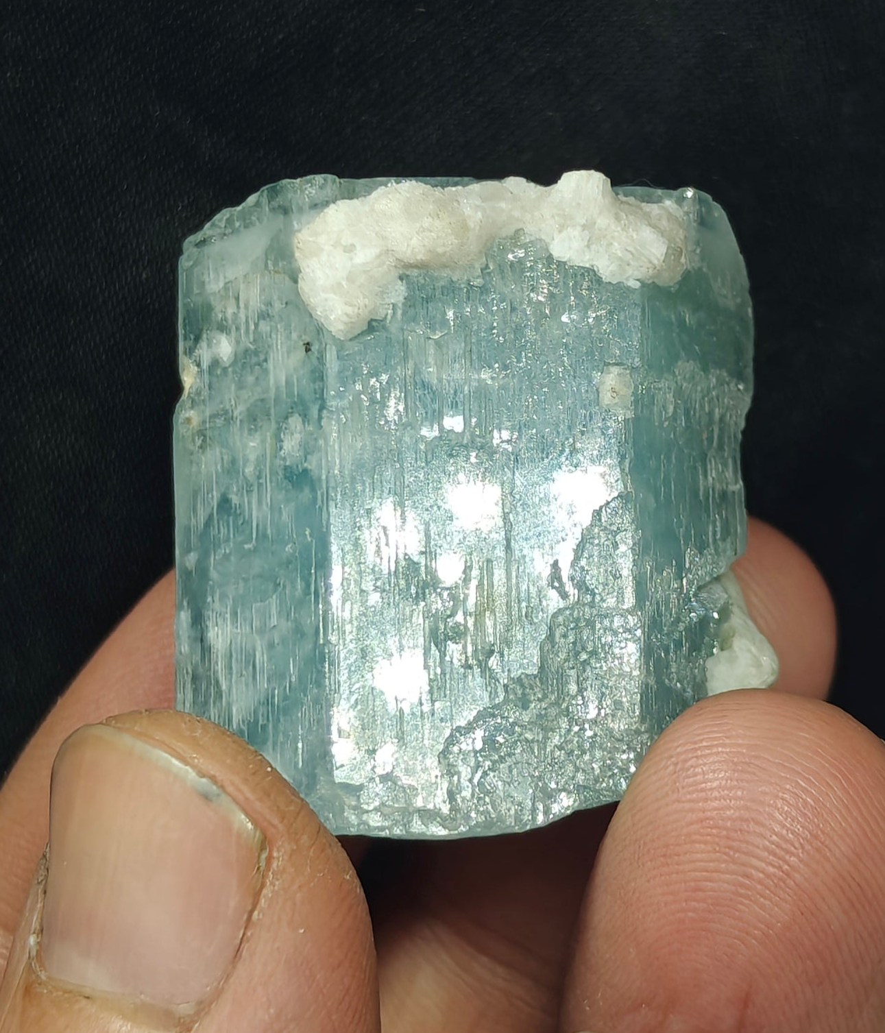 Afghanistan Aquamarine Crystal with tiny tantalite 49 grams