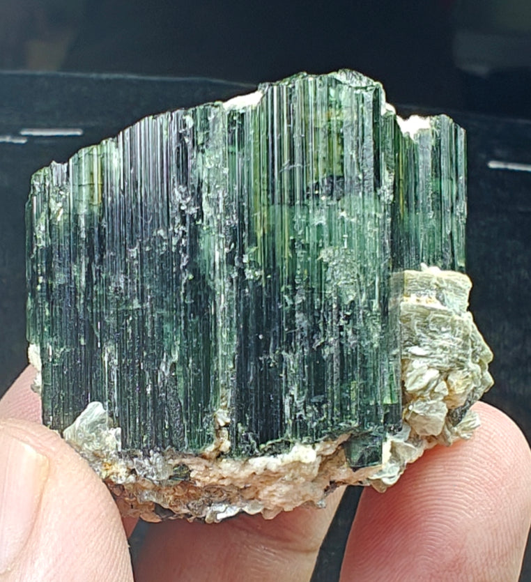 Natural Dark green color Tourmaline crystal having chatoyance effect amazing lustre 104 grams