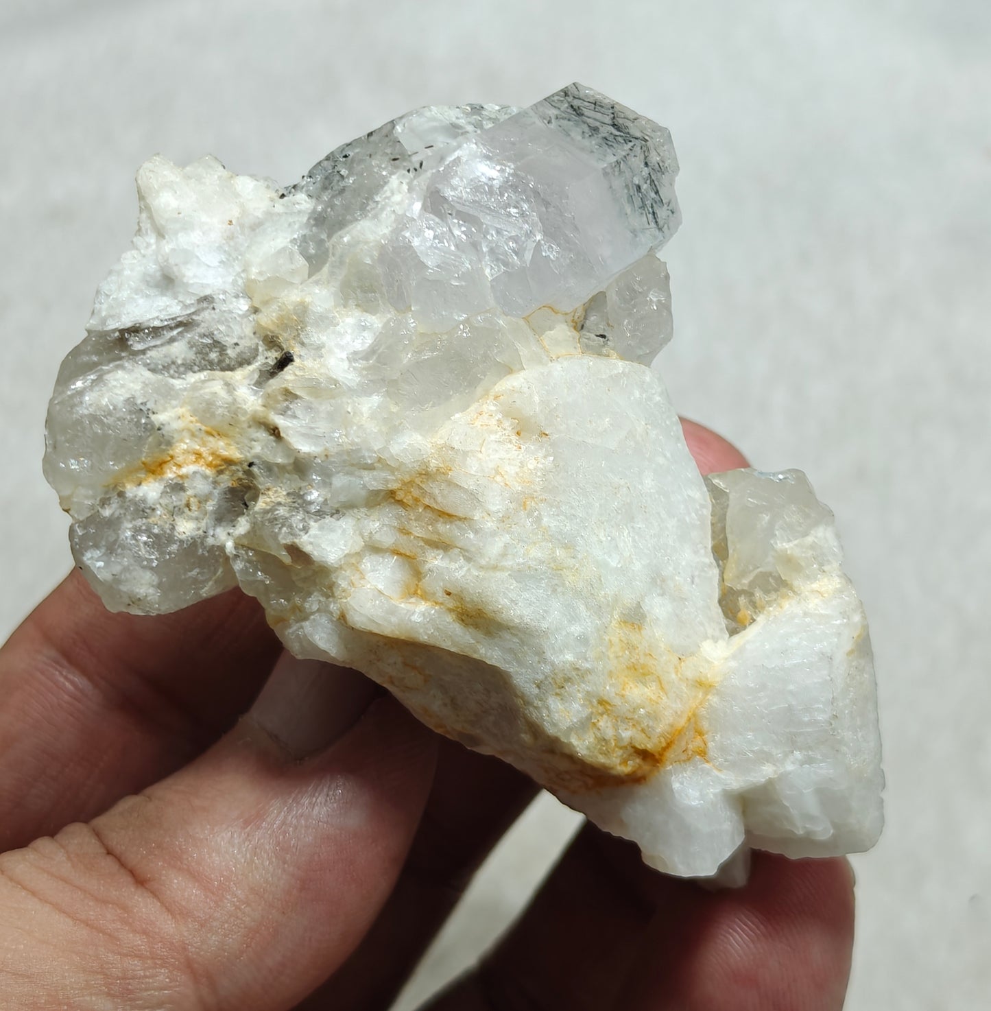 Beryl Variety Goshenite on matrix with schorl and quartz 123 grams