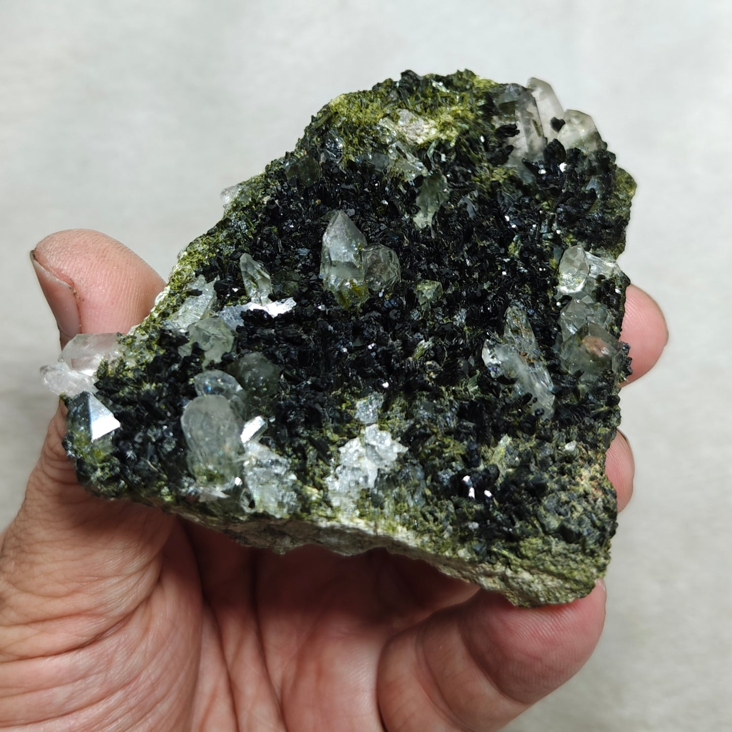 Natural double sided quartz and Epidote specimen 194 grams