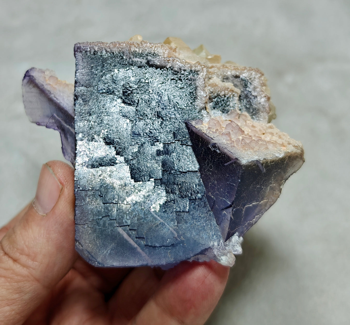 Purple Fluorite with Calcite 270 grams