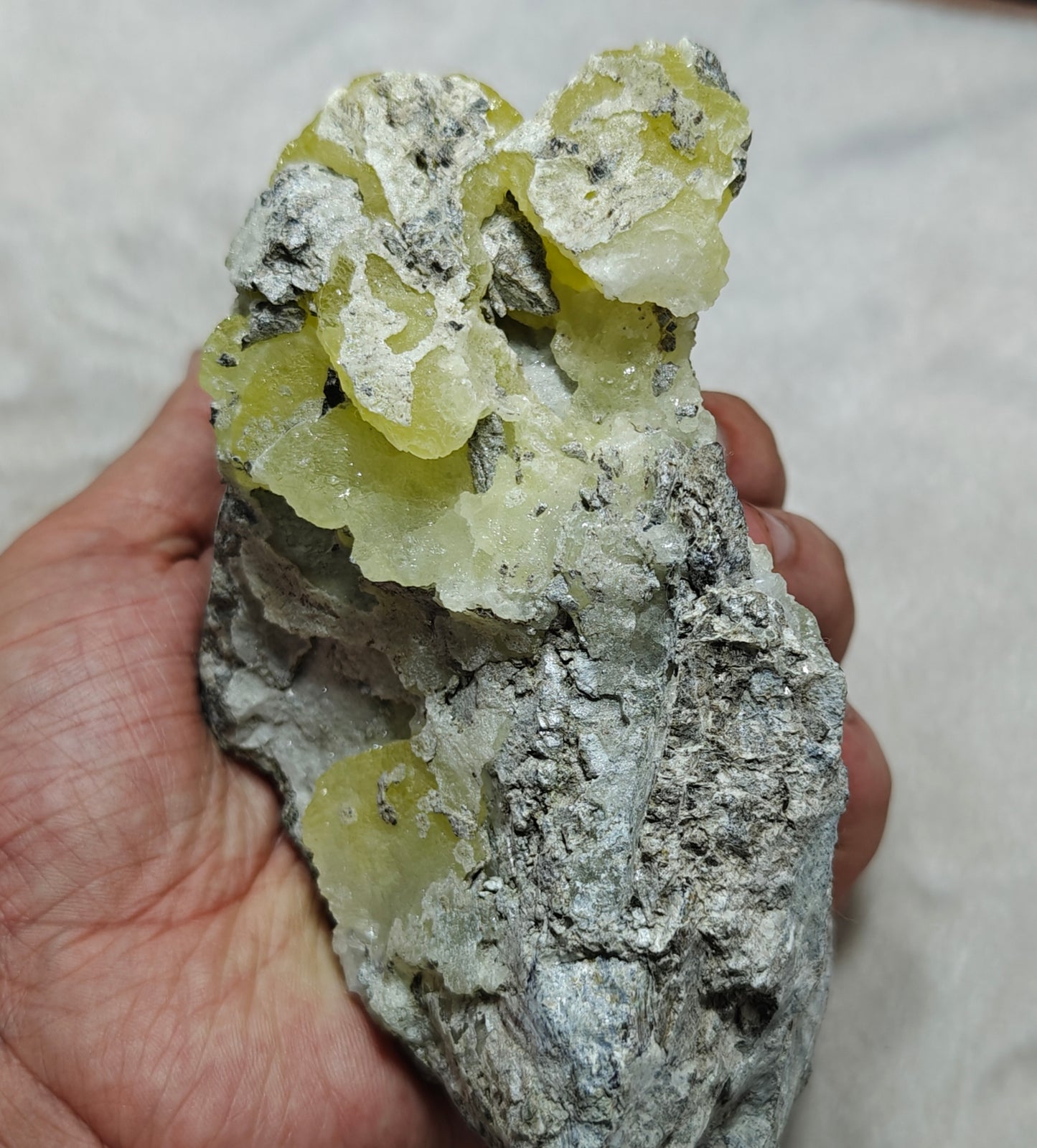 An amazing specimen of Natural yellow color Brucite on matrix 817 grams