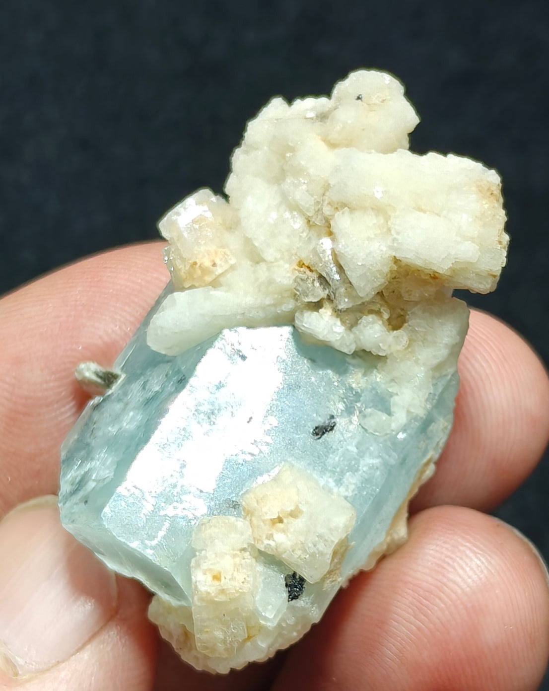 Single beautiful terminated Afghanistan Aquamarine Crystal with albite 25 grams