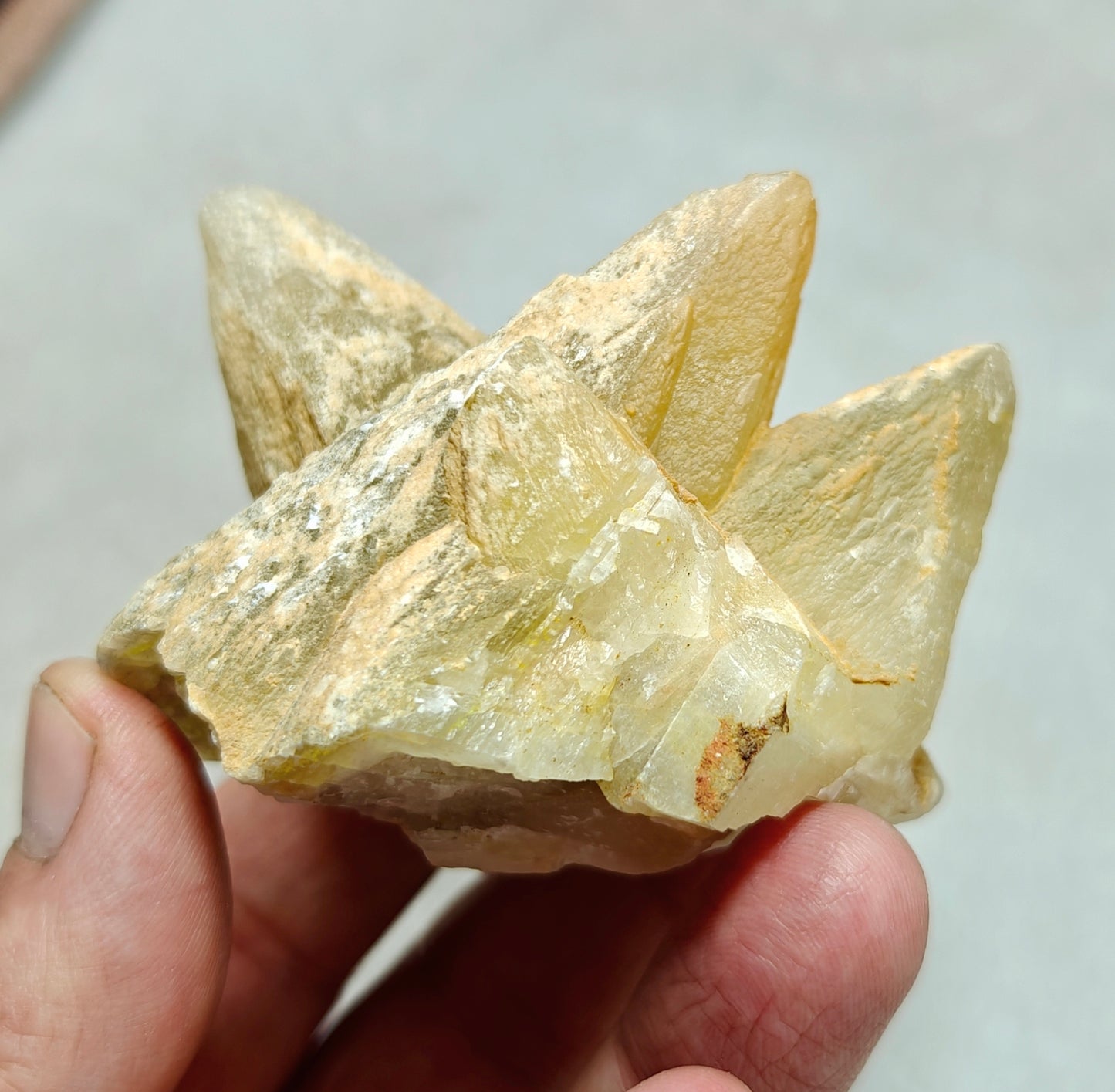 Single beautiful Dogteeth calcite crystals cluster with beautiful terminations 154 grams