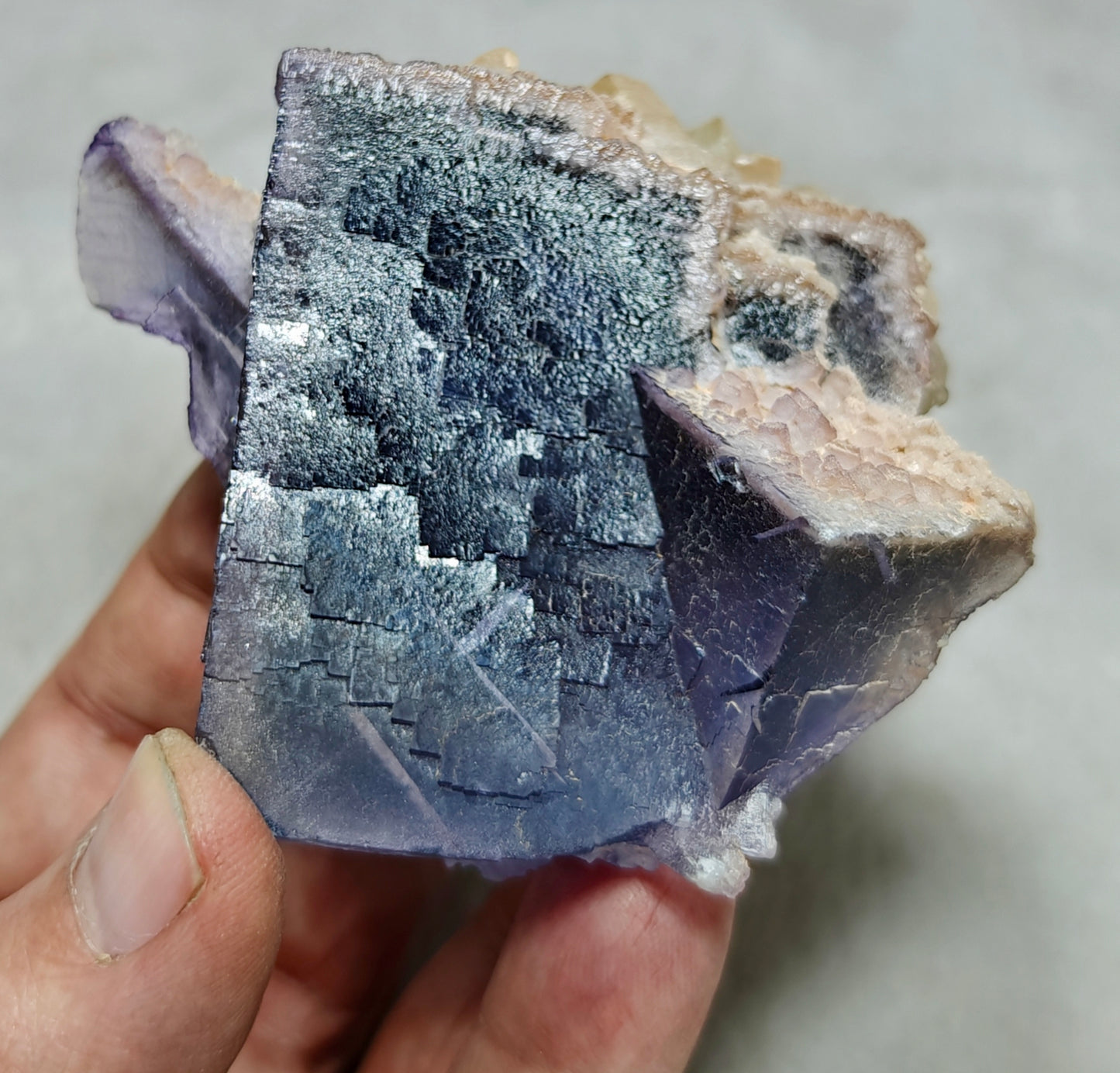 Purple Fluorite with Calcite 270 grams