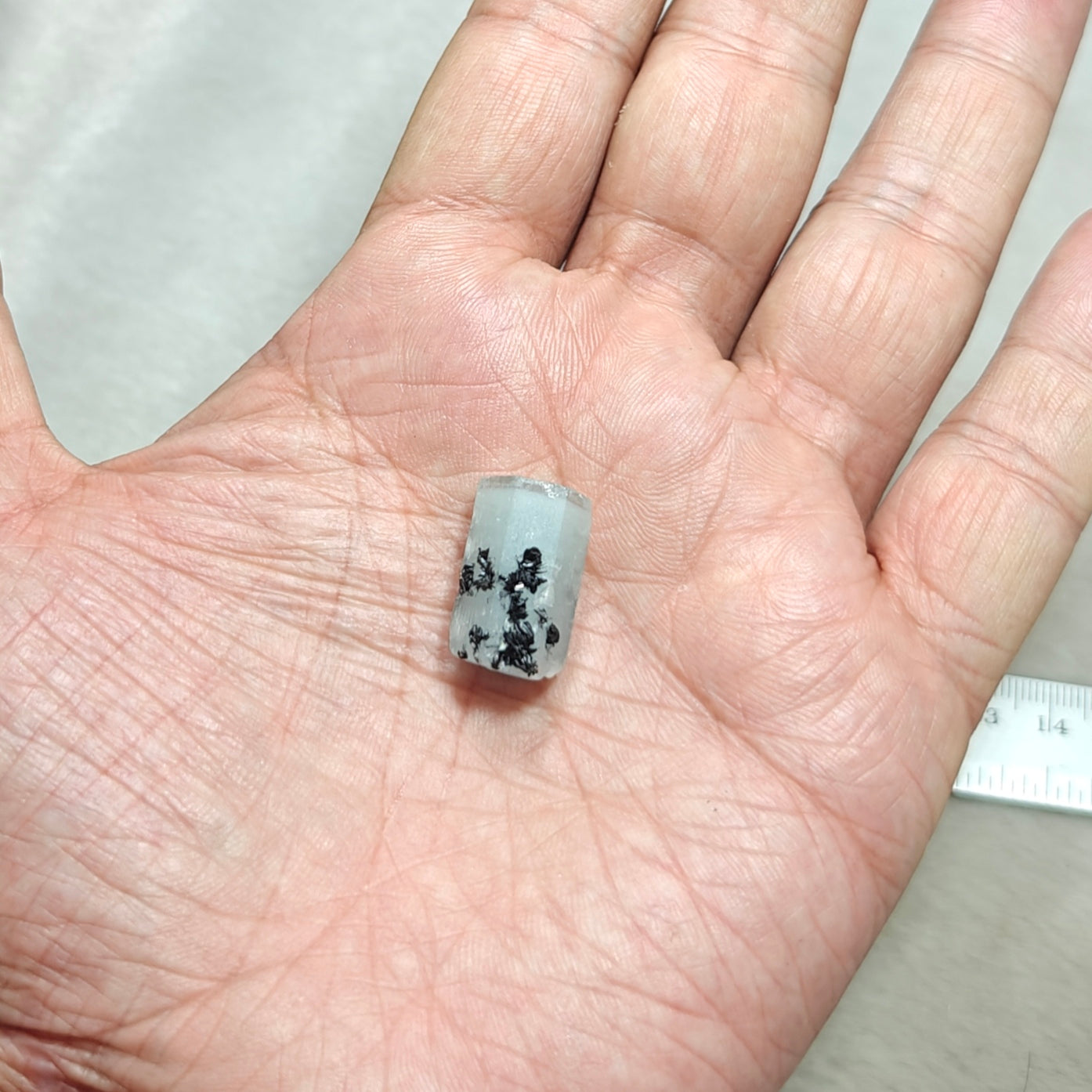 Aquamarine Crystal with tantalite 27 carats