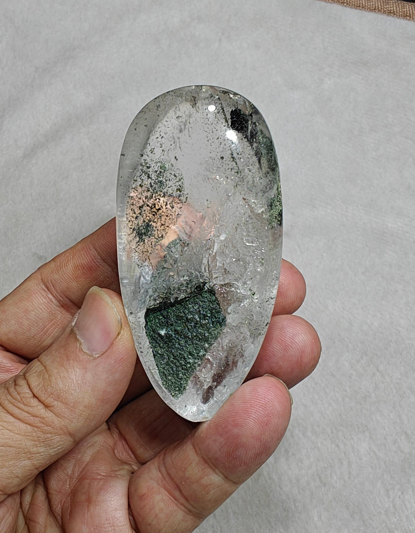 Chlorite included quartz cabochon 775 carats (155 grams)