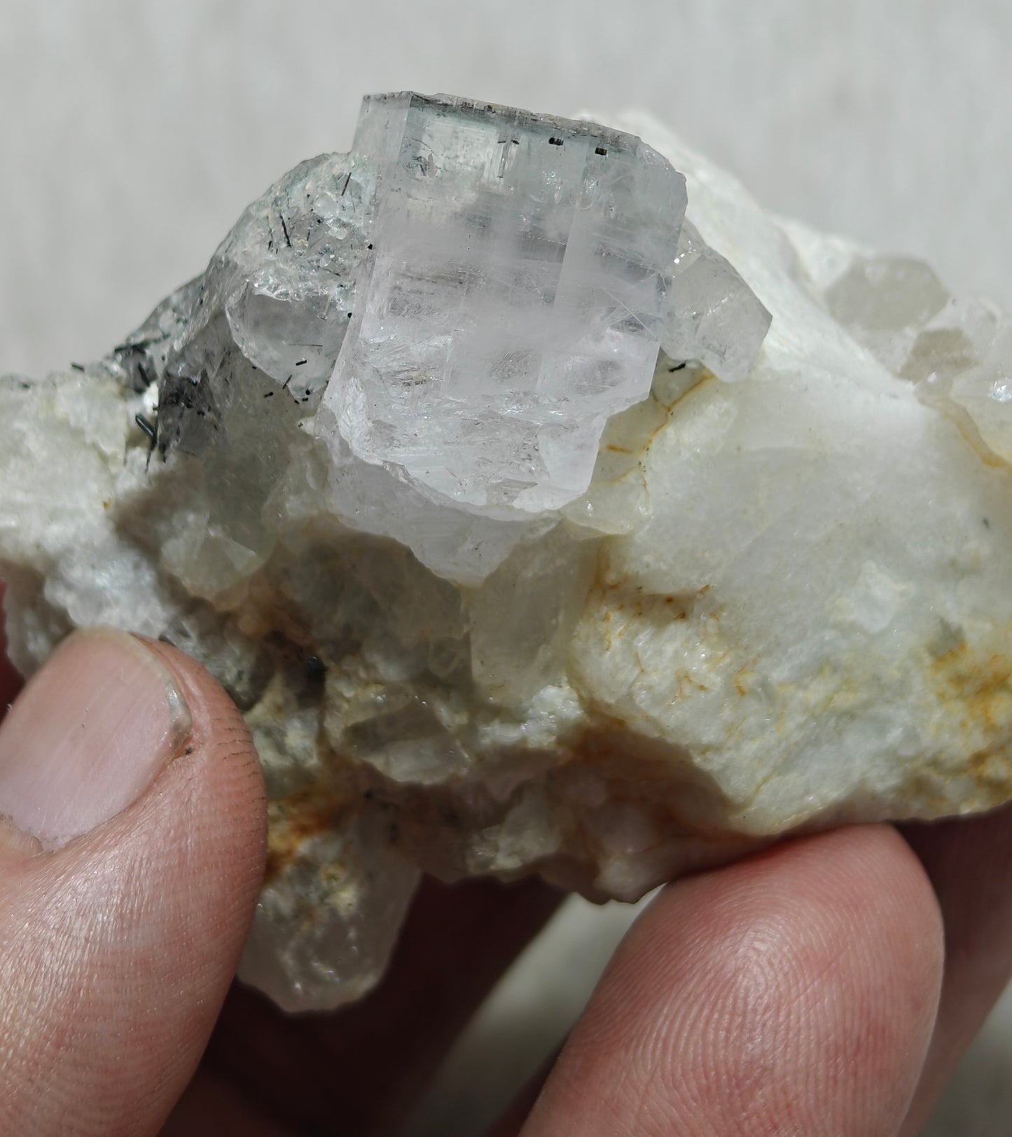 Beryl Variety Goshenite on matrix with schorl and quartz 123 grams