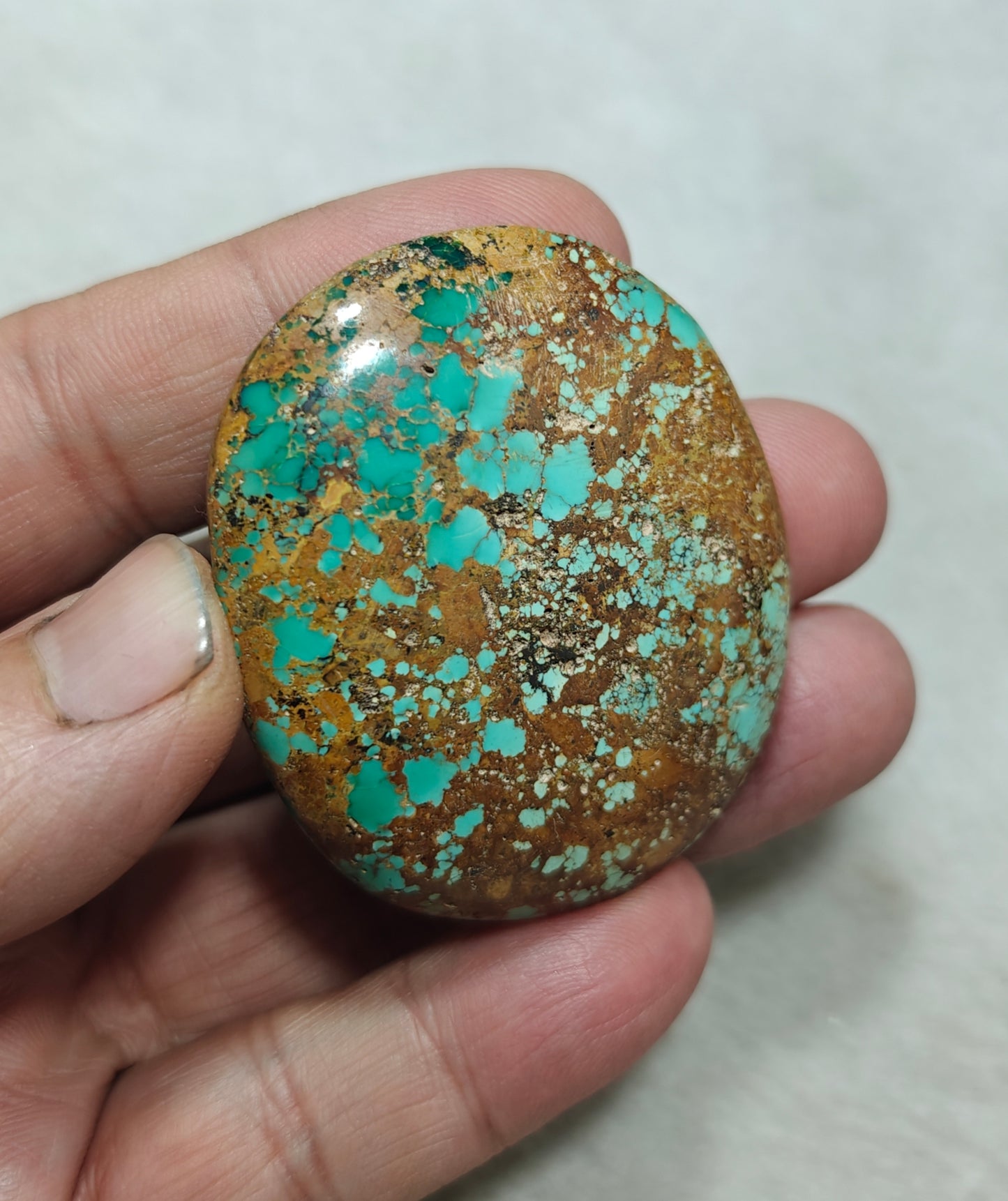 An amazing middle eastern natural turquoise Cabochon in matrix 44 grams