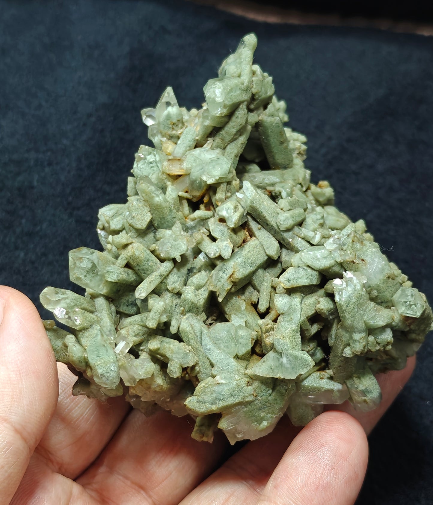 Terminated Chlorite Quartz crystals cluster 194 grams