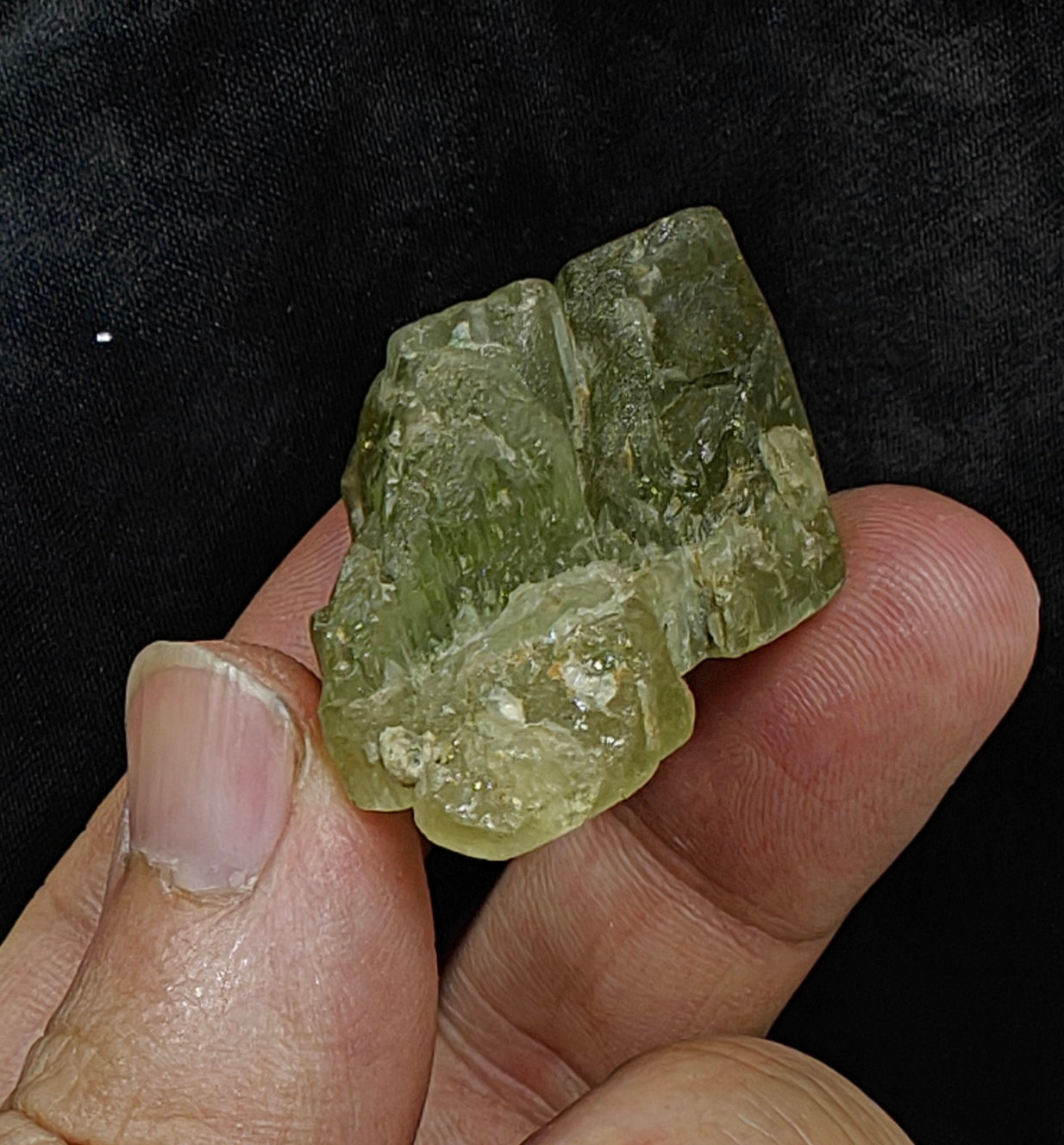 Green crystal specimen of spodumene variety triphane 34 grams