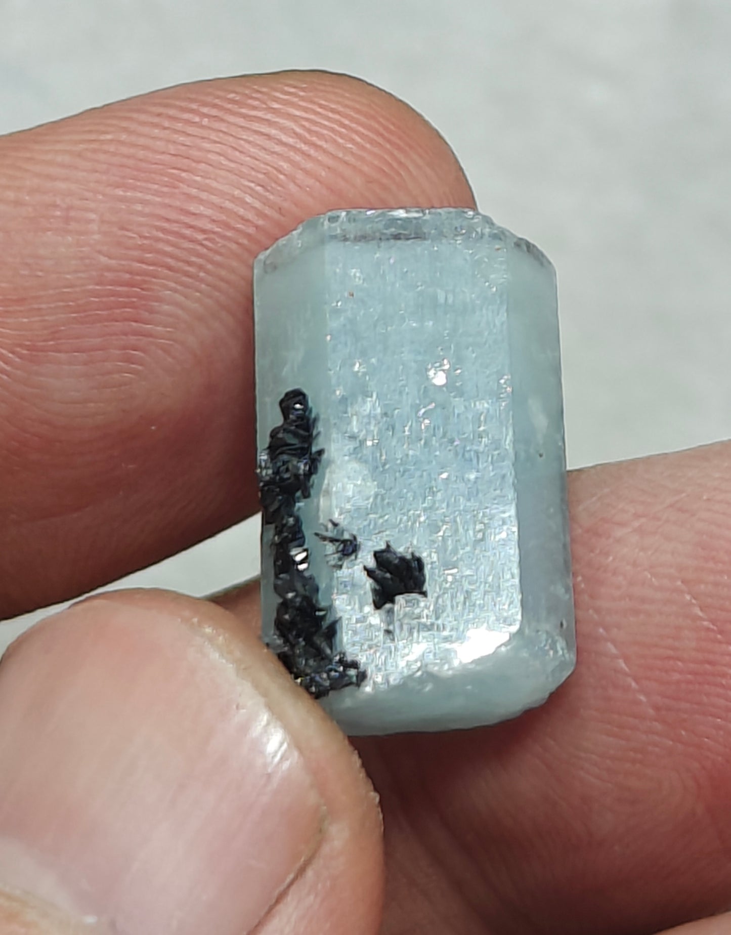 Aquamarine Crystal with tantalite 27 carats