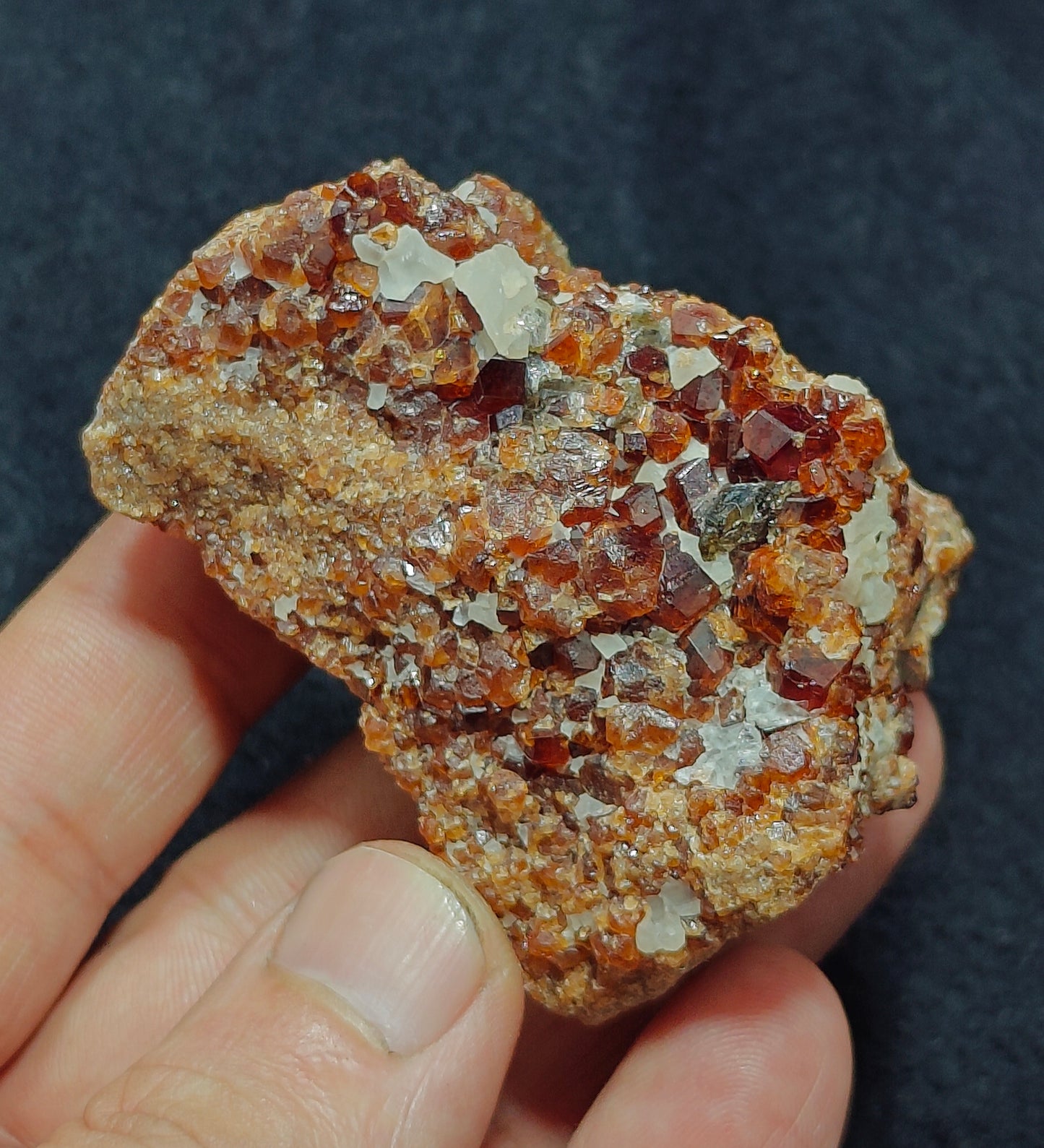 Double sided Hessonite Garnet clusters on matrix 164 grams