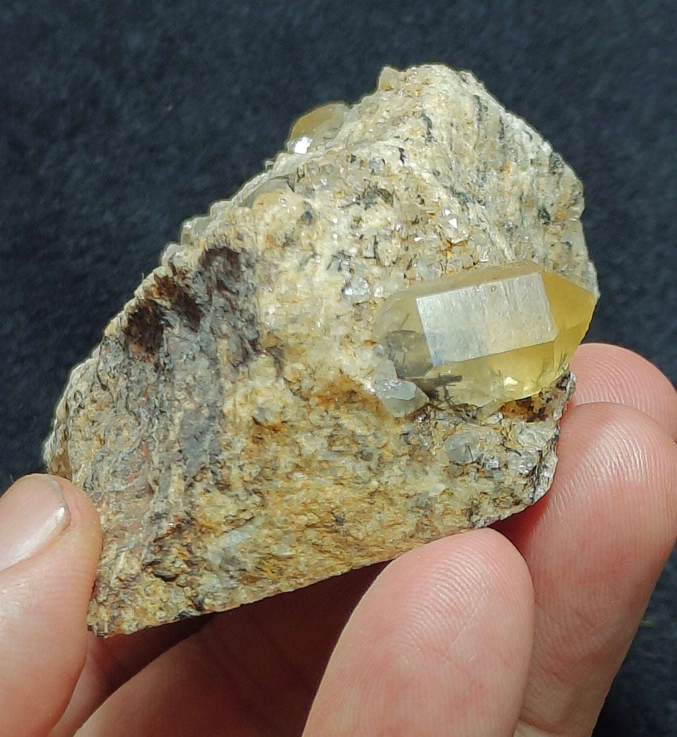 Astrophyllite included terminated Quartz Crystals on matrix with aegirine 193 grams