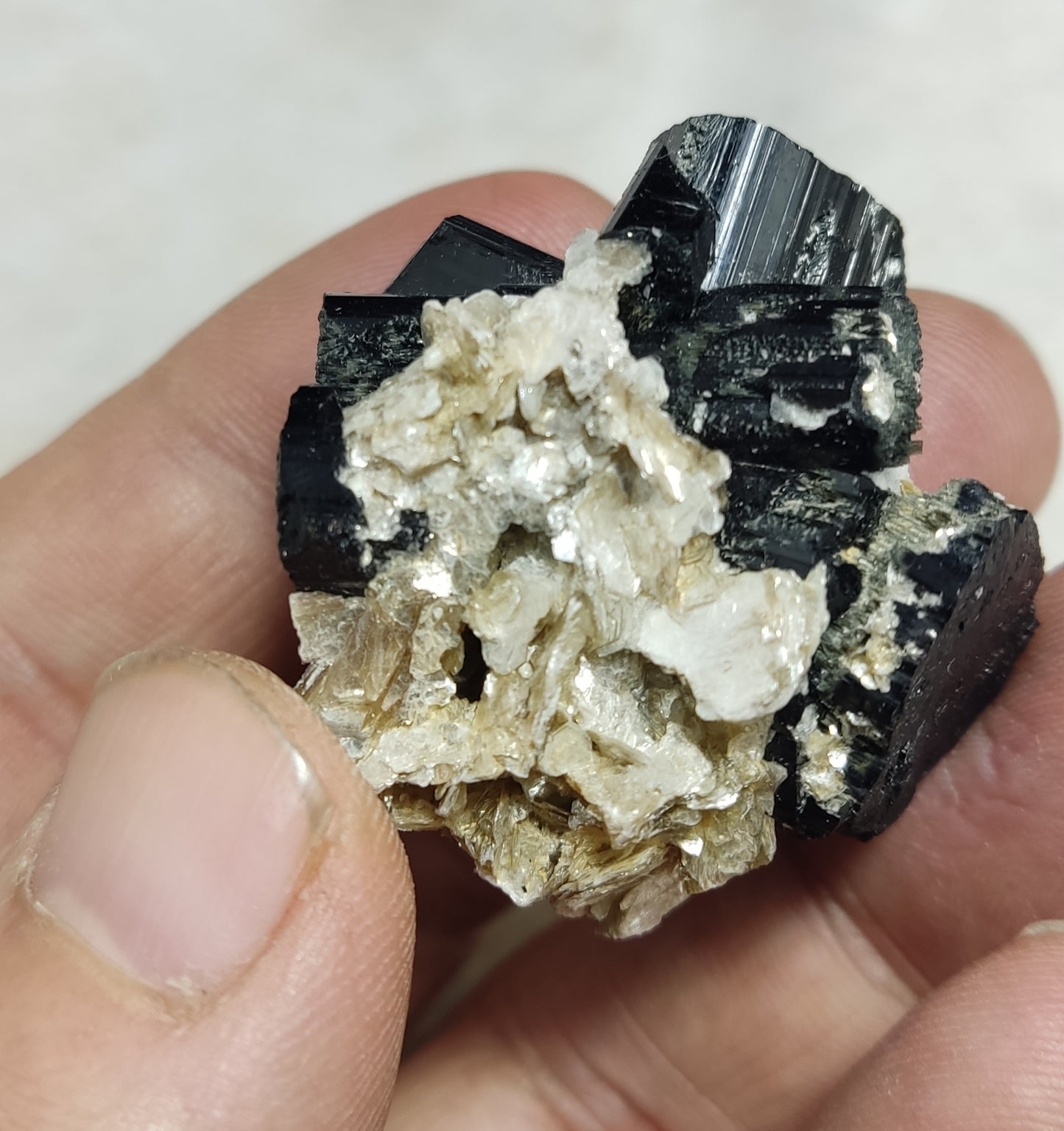 Natural Black Tourmaline Specimen with Muscovite 39 grams