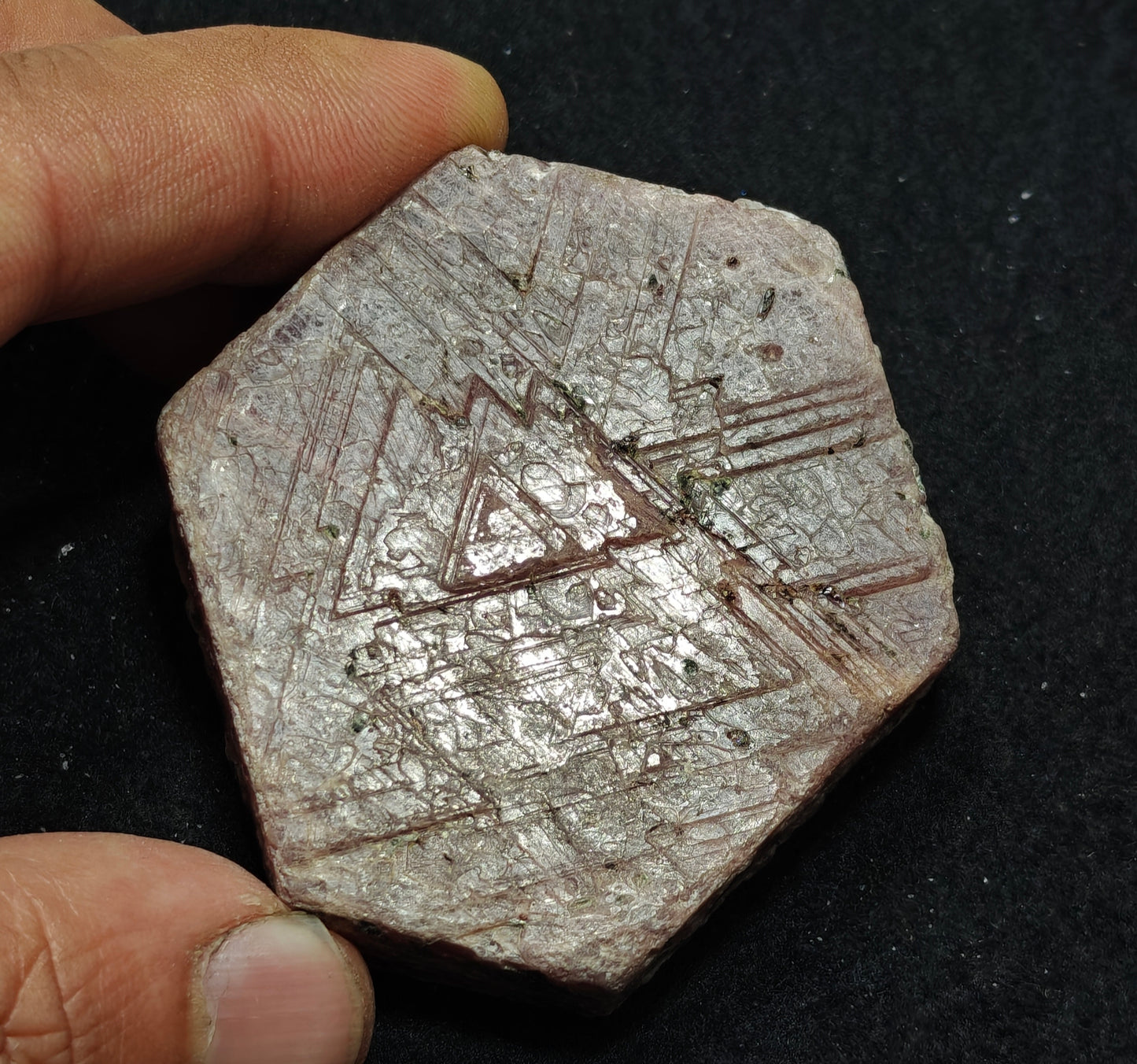 Natural hexagonal ruby corundum crystal 129 grams