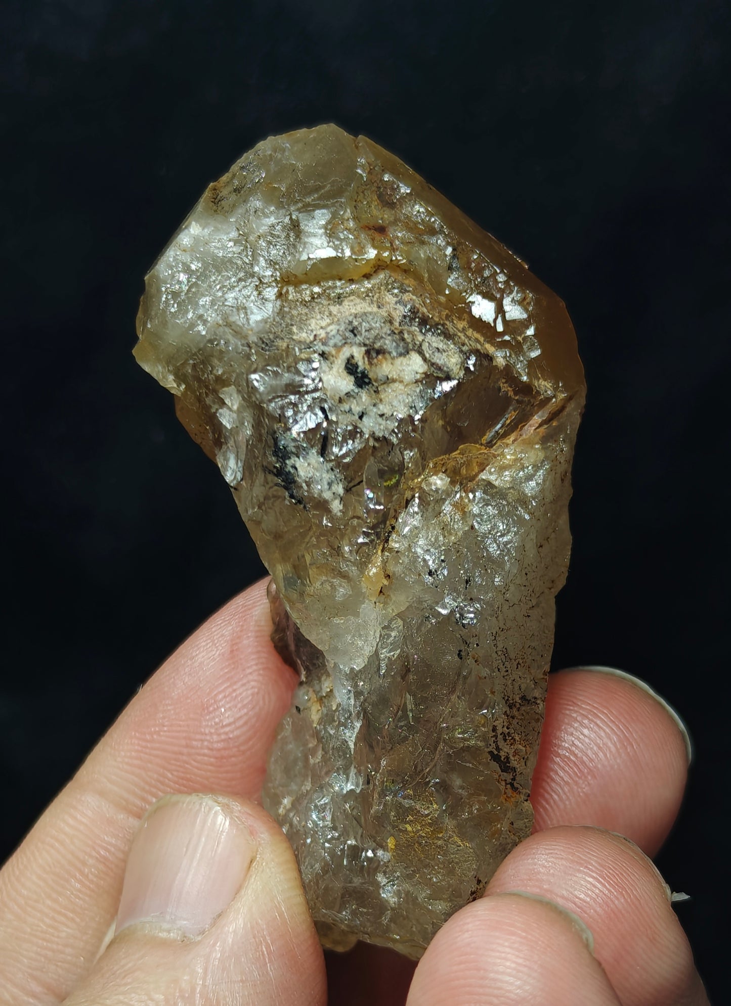 Astrophyllite included terminated Quartz Crystal 58 grams