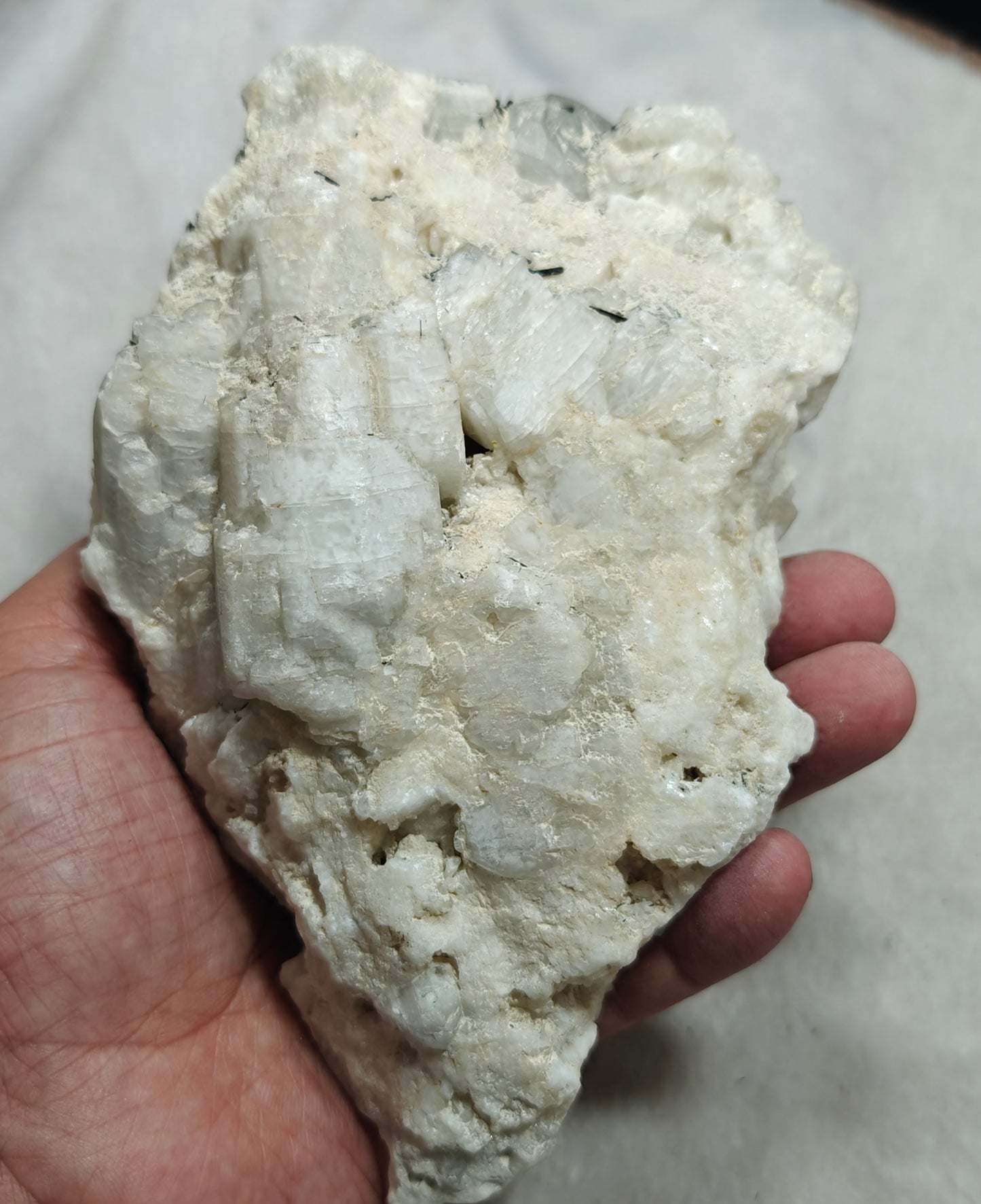 Afghanistan Aquamarine crystal specimen on matrix with feldspar and tourmalines 812 grams