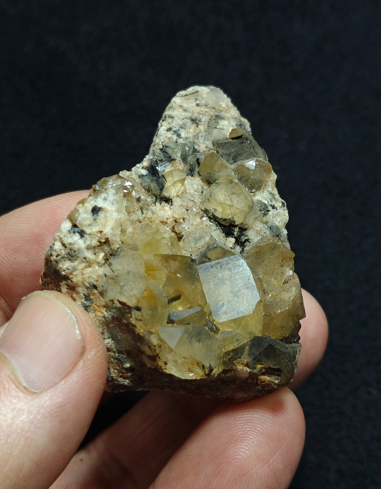 Astrophyllite included Quartz Crystals cluster with aegirine inclusions 66 grams