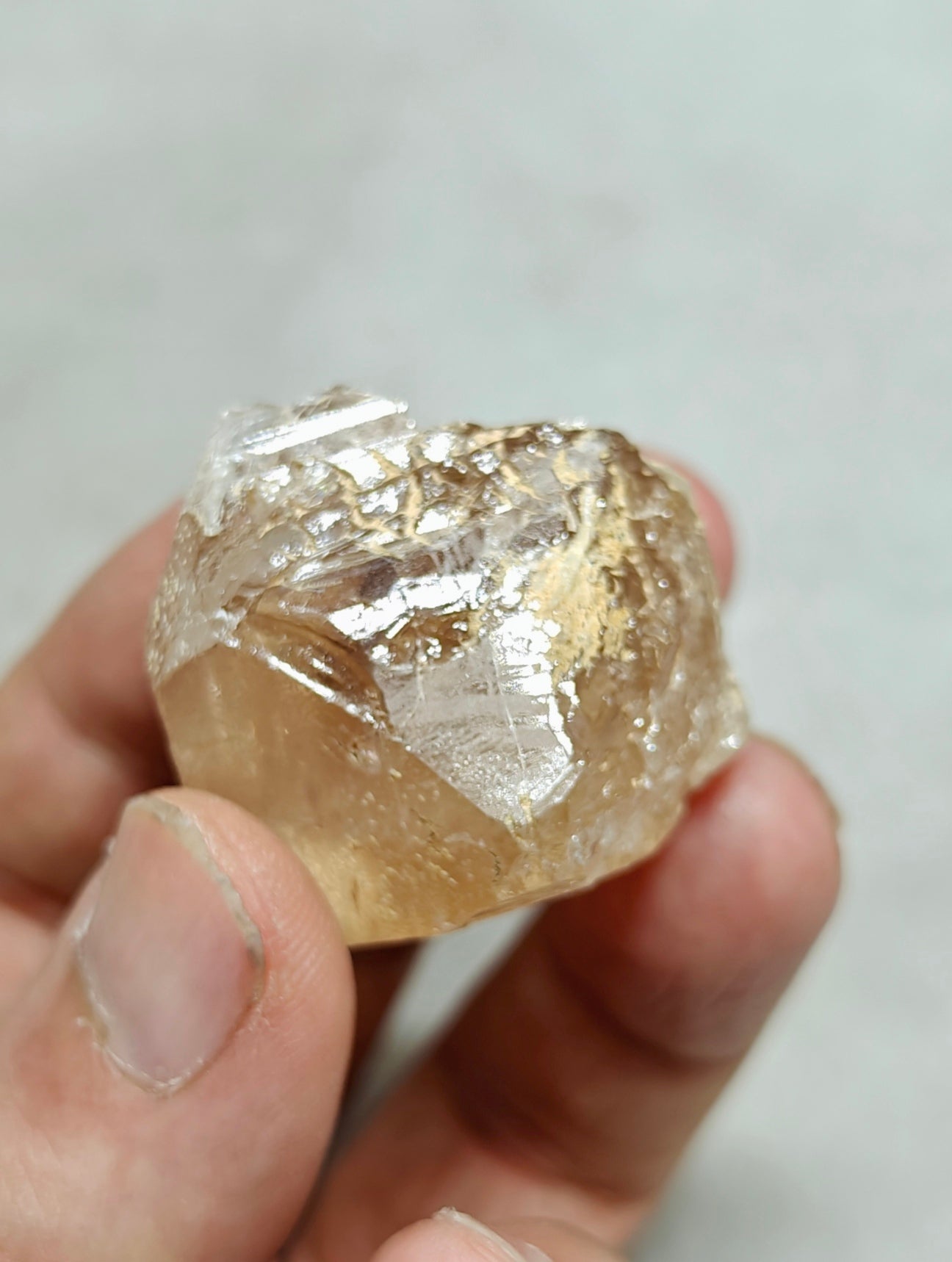 Peach color Topaz crystal with Tourmaline 68 grams