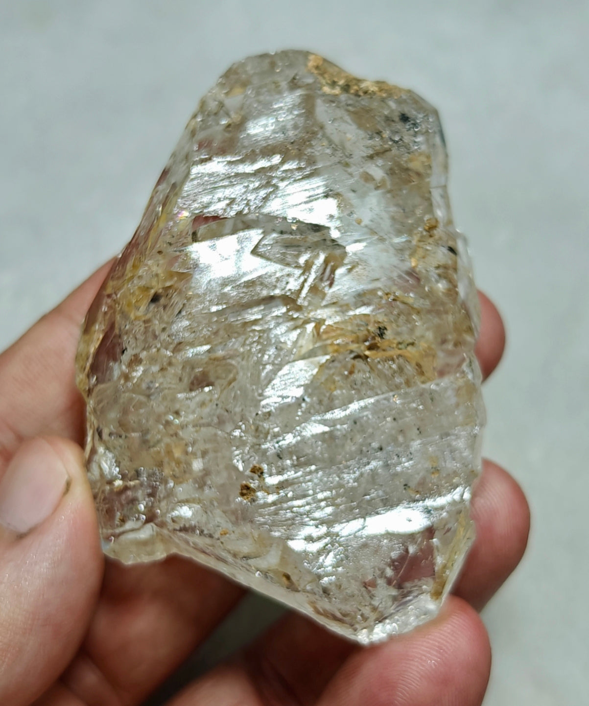 Beautiful double terminated Fenster Skeletal Quartz crystal with clay filling 94 grams