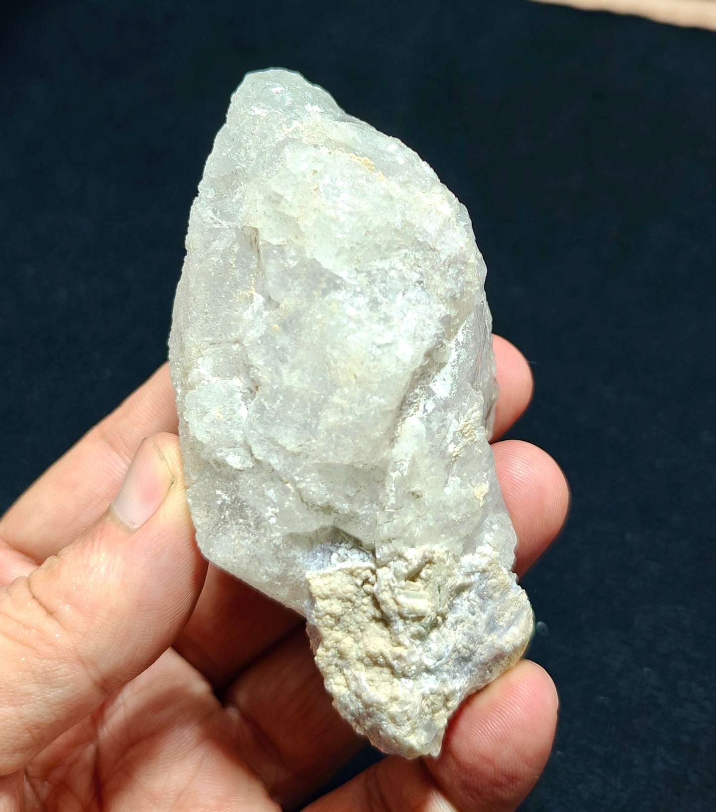 Natural etched pollucite with green tourmalines 260 grams