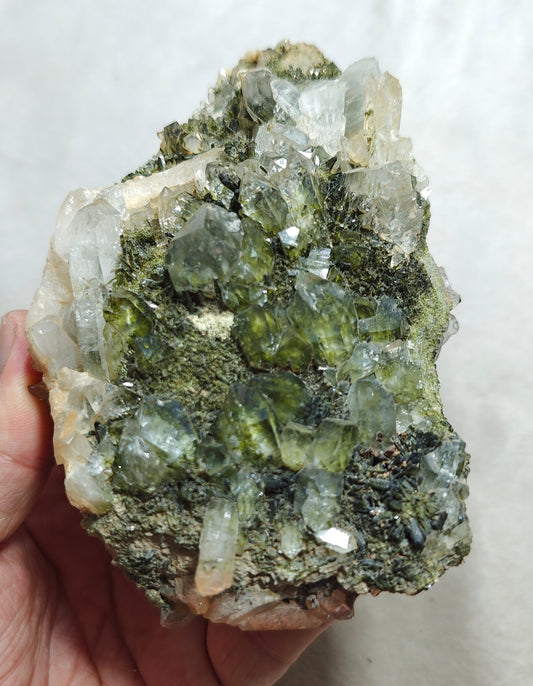 Natural Quartz and Epidote cluster 800 grams