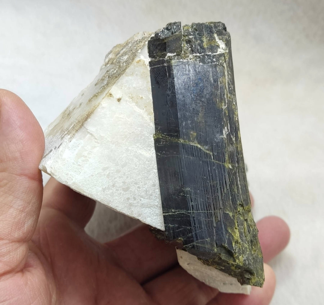 An amazing high lusterous Epidote crystal on matrix with Albite 943 cluster grams