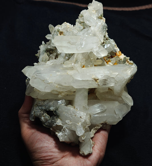 Quartz crystals cluster with chlorite inclusions 1680 grams