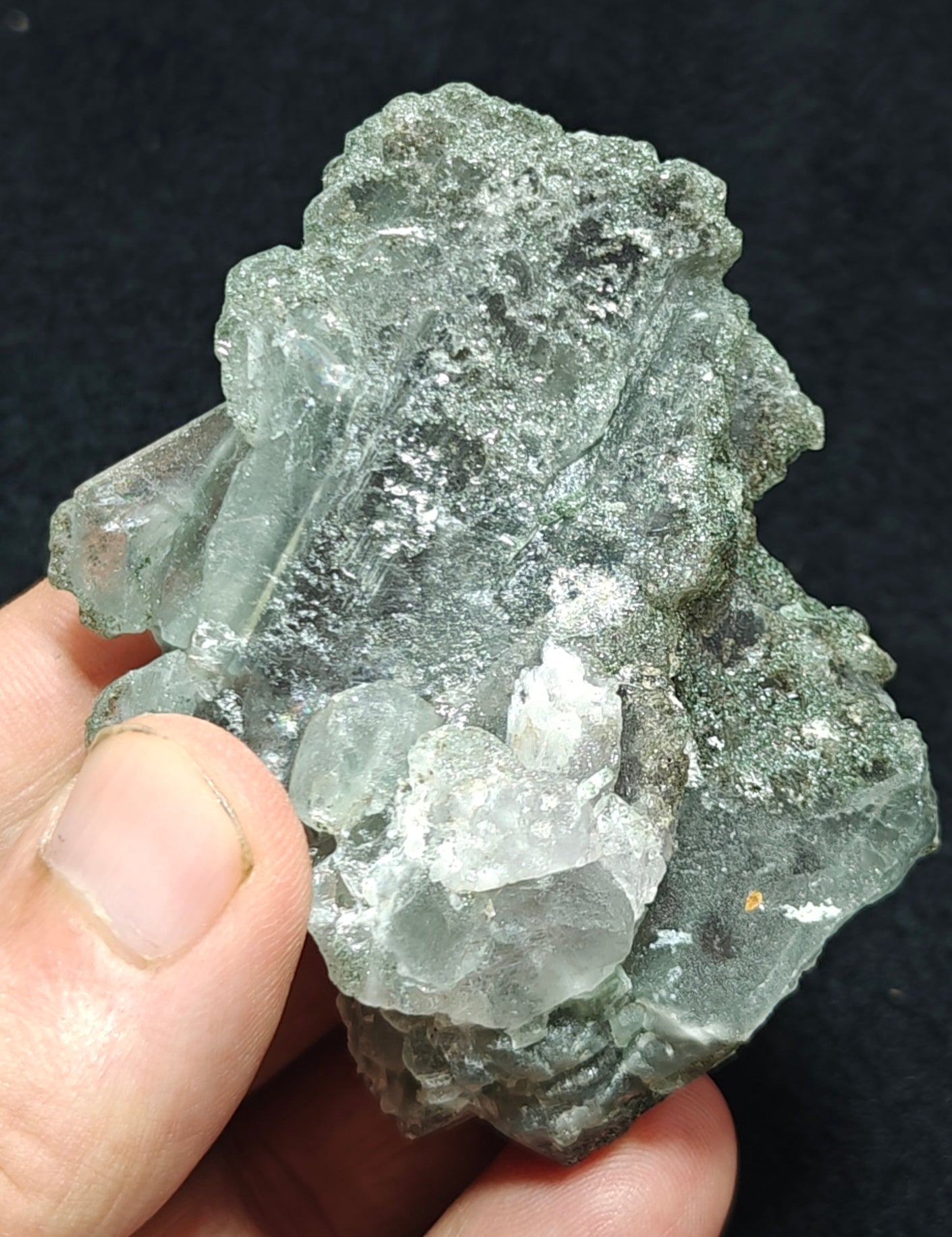 Light Purple Apatite with Green Inclusions of Byss-olite 162 grams