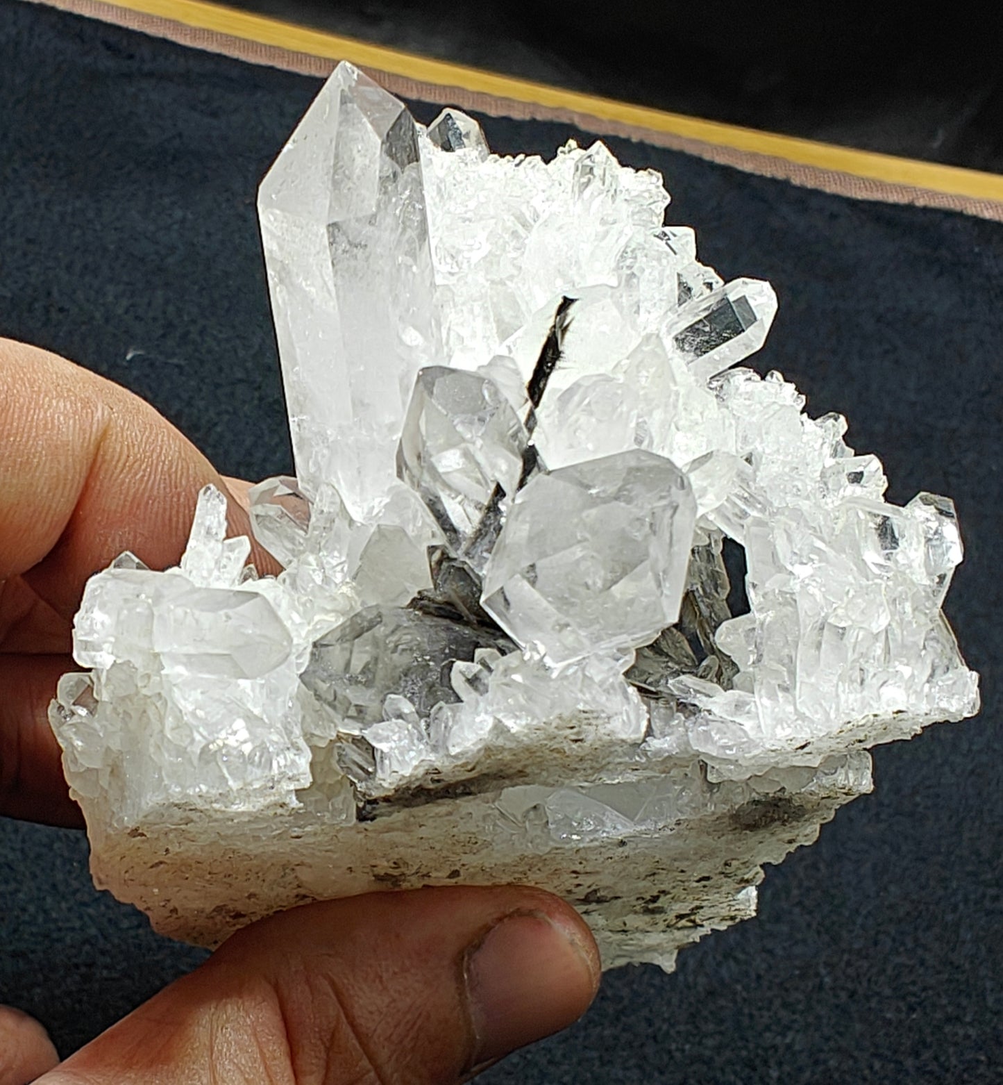 Single beautiful high lusterous Quartz Crystals with brookite on matrix 244 grams