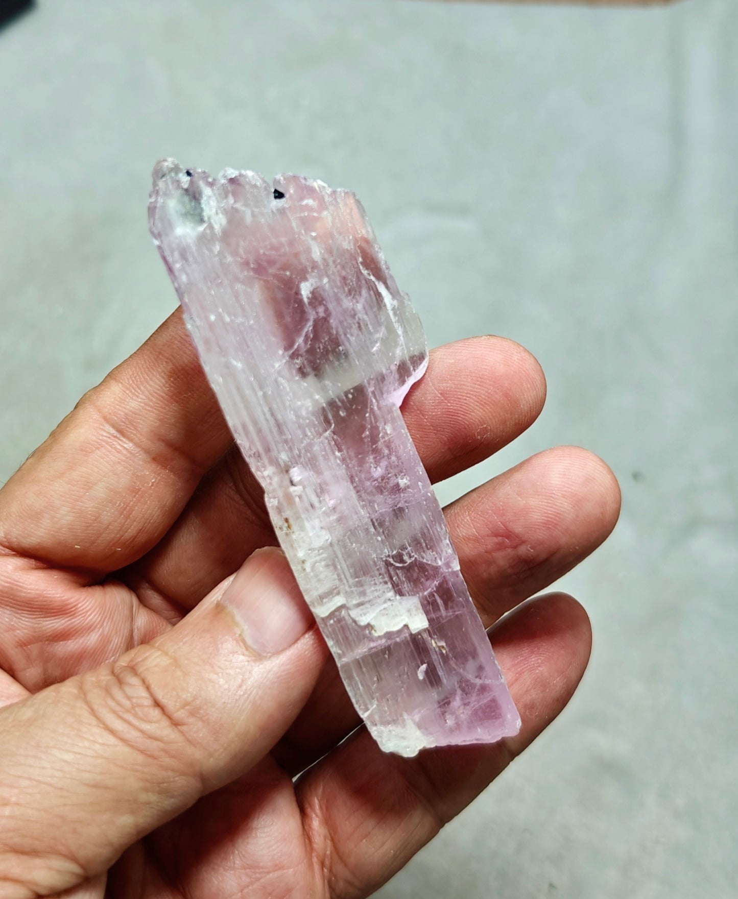 Spodumene variety kunzite crystal 63 grams