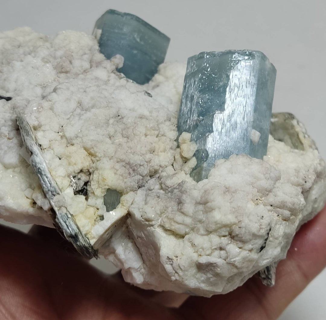 Terminated Afghanistan Aquamarine Crystals on matrix with albite 885 grams