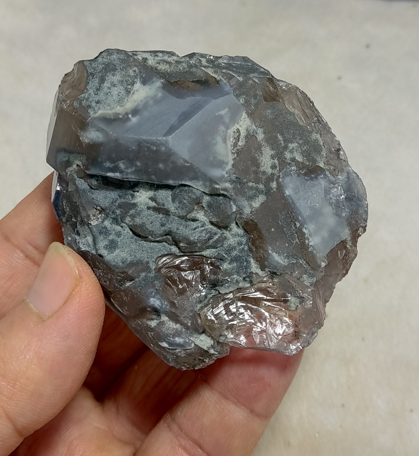 Natural Terminated Indicolite Blue Quartz Smoky Crystal 140 grams