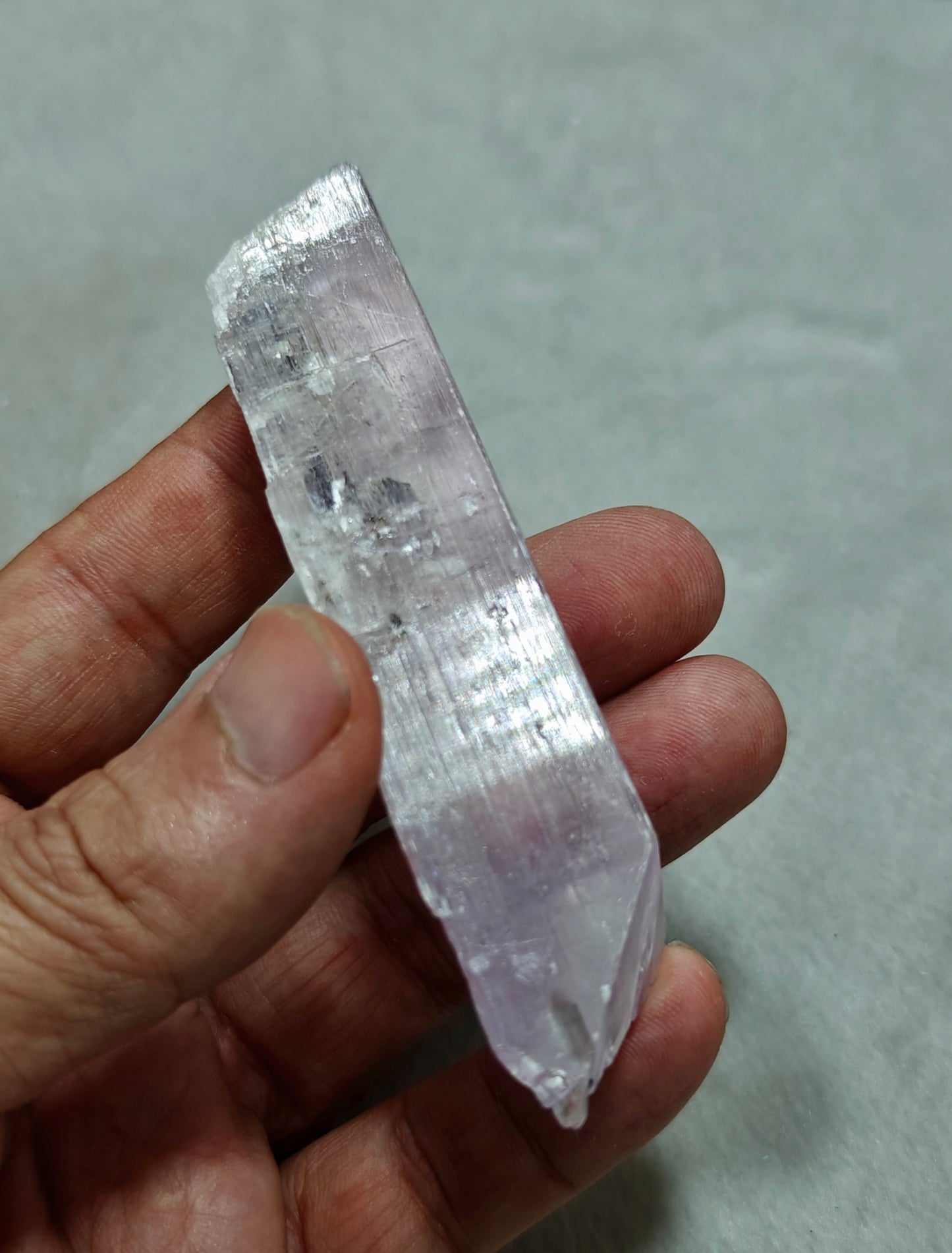 Spodumene variety kunzite crystal 63 grams