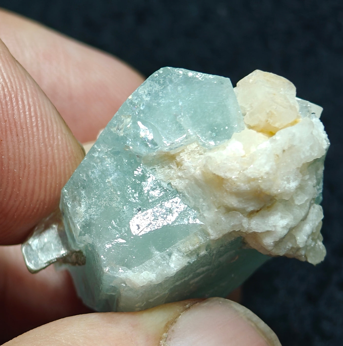 Single beautiful terminated Afghanistan Aquamarine Crystal with albite 25 grams