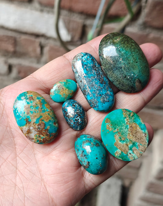 Natural stabilized turquoise cabochon collection 83 grams