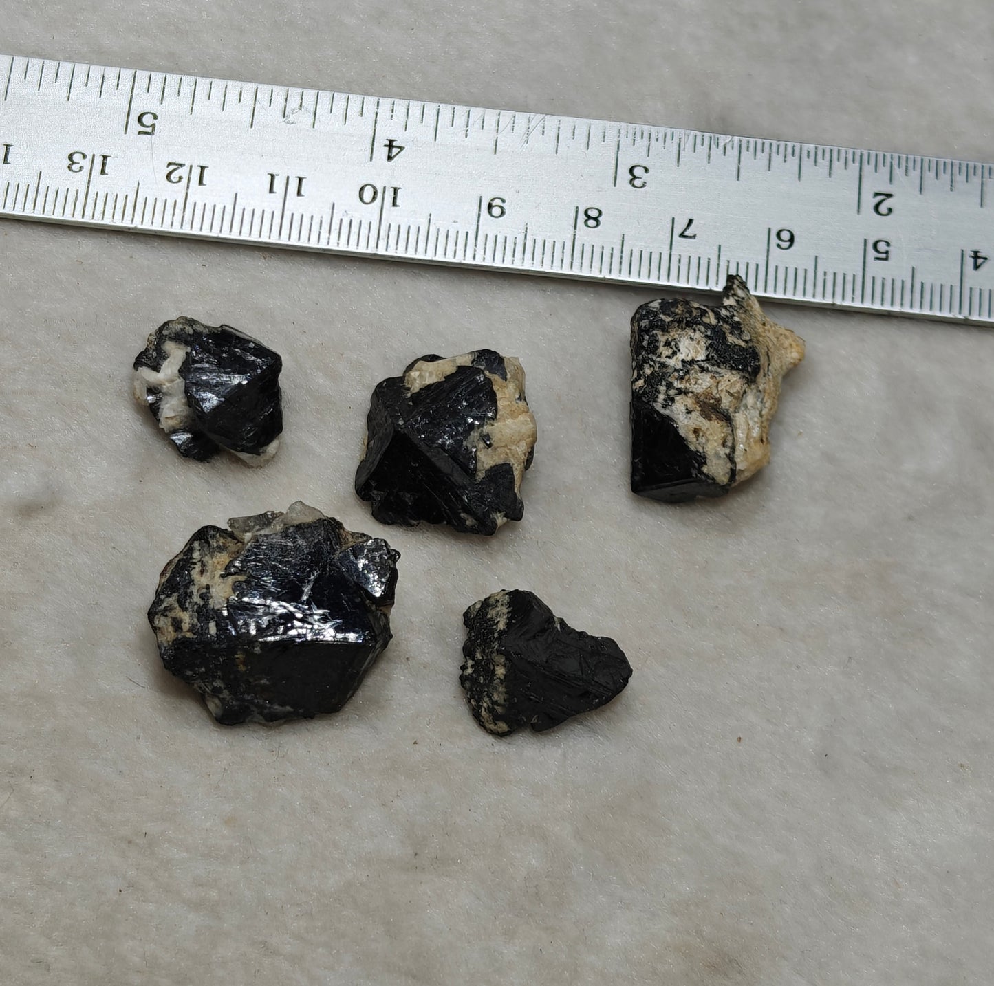 Collection of 5 cassiterite crystals 57 grams total weight