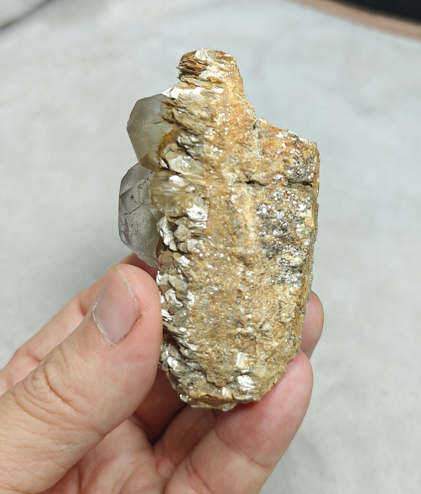 Double terminated Fluorite crystals on matrix with muscovite and goshenite 183 grams
