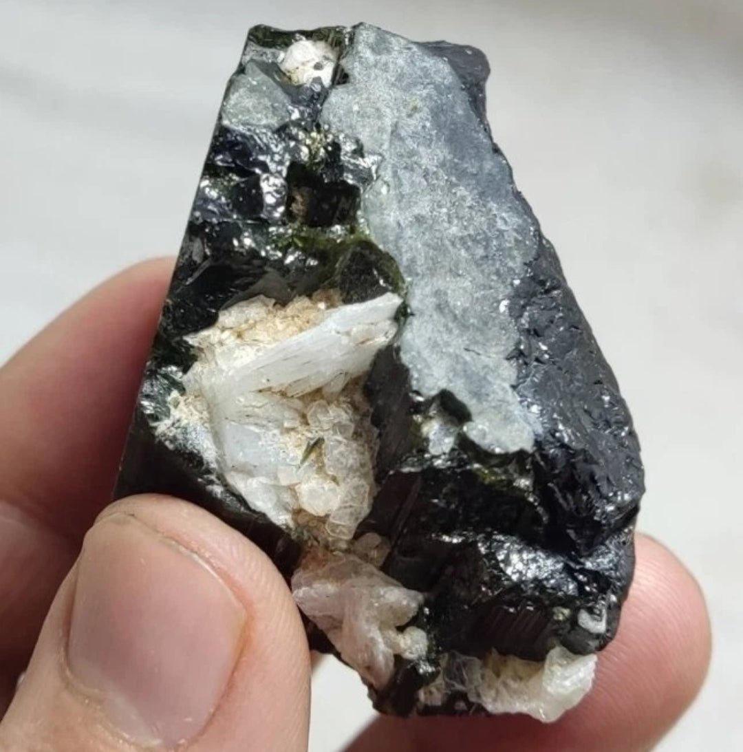 Dark green color Tourmaline crystal specimen 128 grams