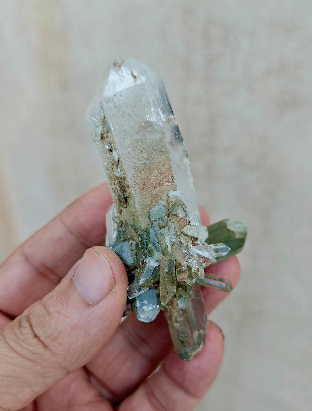 Natural Chlorite Quartz crystals cluster 104 grams