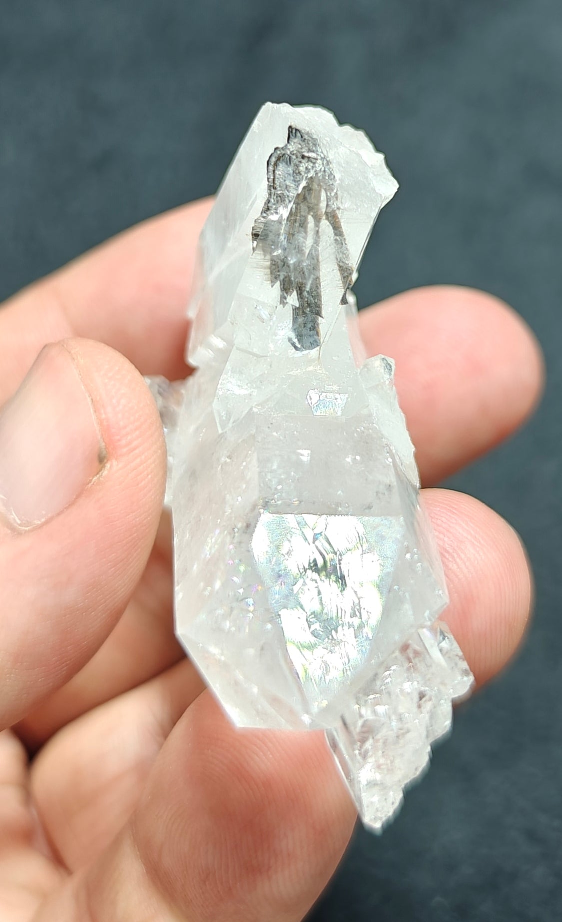 Single beautiful brookite included Quartz Crystals cluster 54 grams