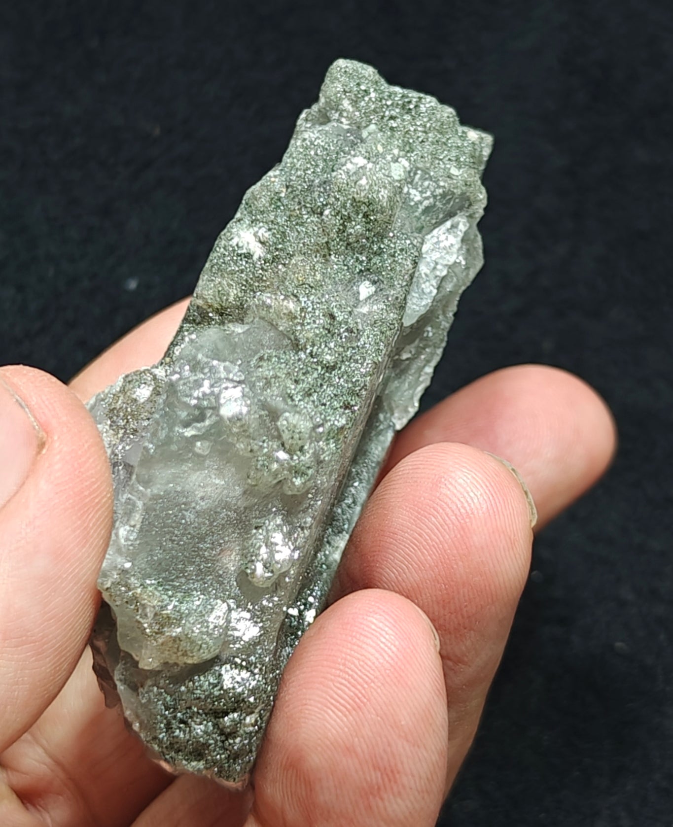 Light Purple Apatite with Green Inclusions of Byss-olite 162 grams